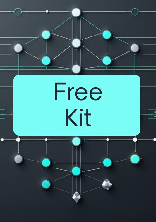 Free Kit promotional graphic with teal network nodes on dark background